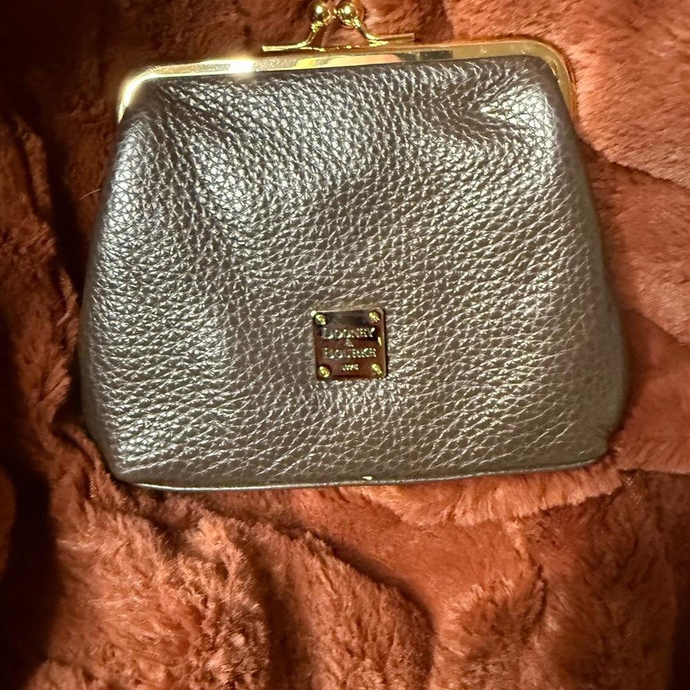 Dooney & Bourke Gold-Trimmed Brown Leather Clutch
